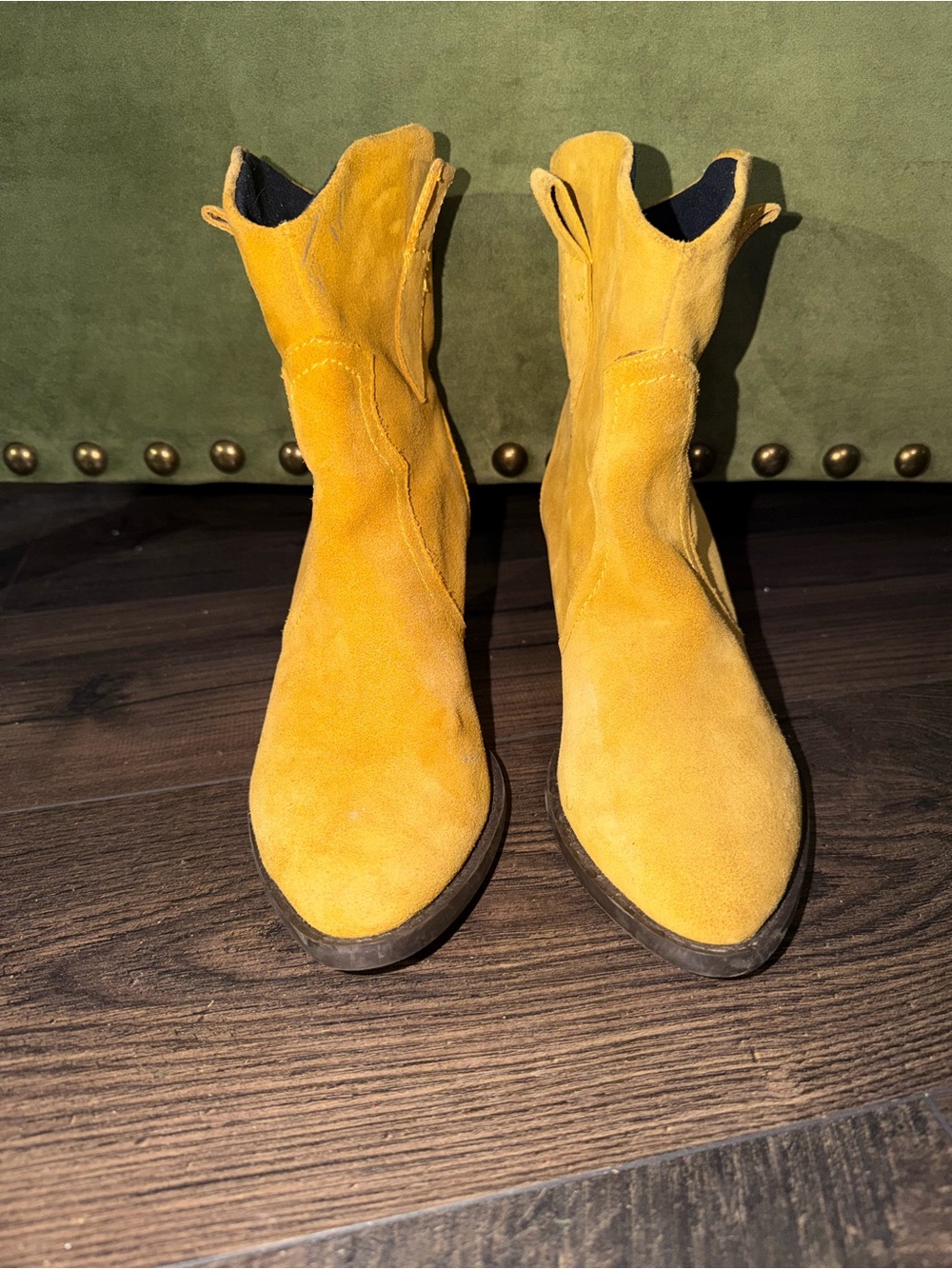 Women’s Yellow Suede Ankle Boots - Classic